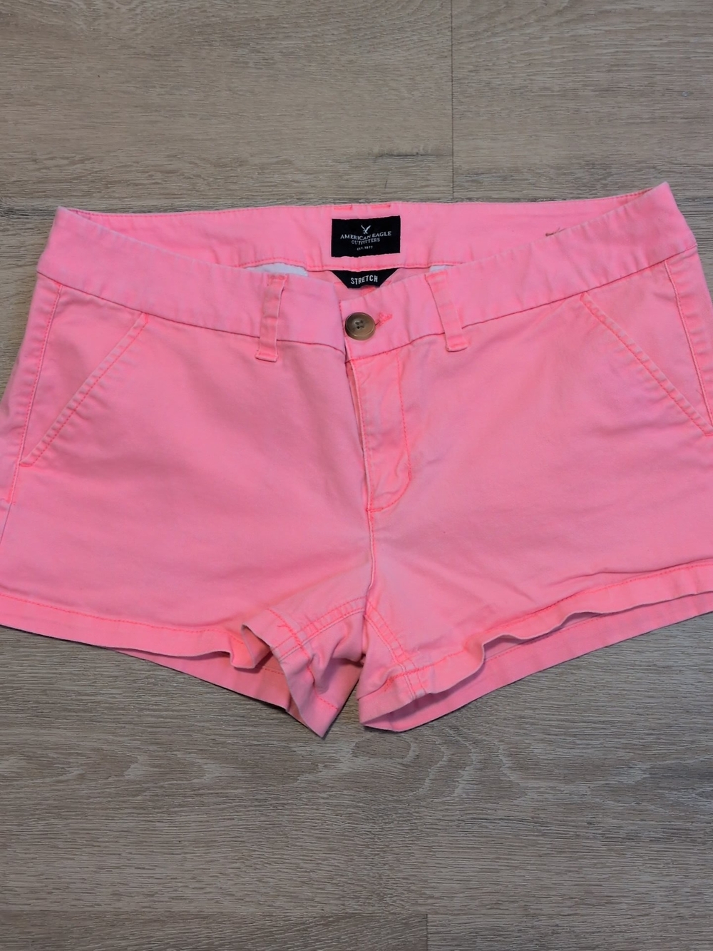 American Eagle Outfitters Pink Stretch Jean Shorts Vintage Y2k Low Rise Neon